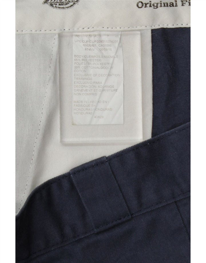DICKIES Mens Original Fit Chino Trousers W40 L29 Navy Blue Polyester Vintage Dickies and Second-Hand Dickies from Messina Hembry 
