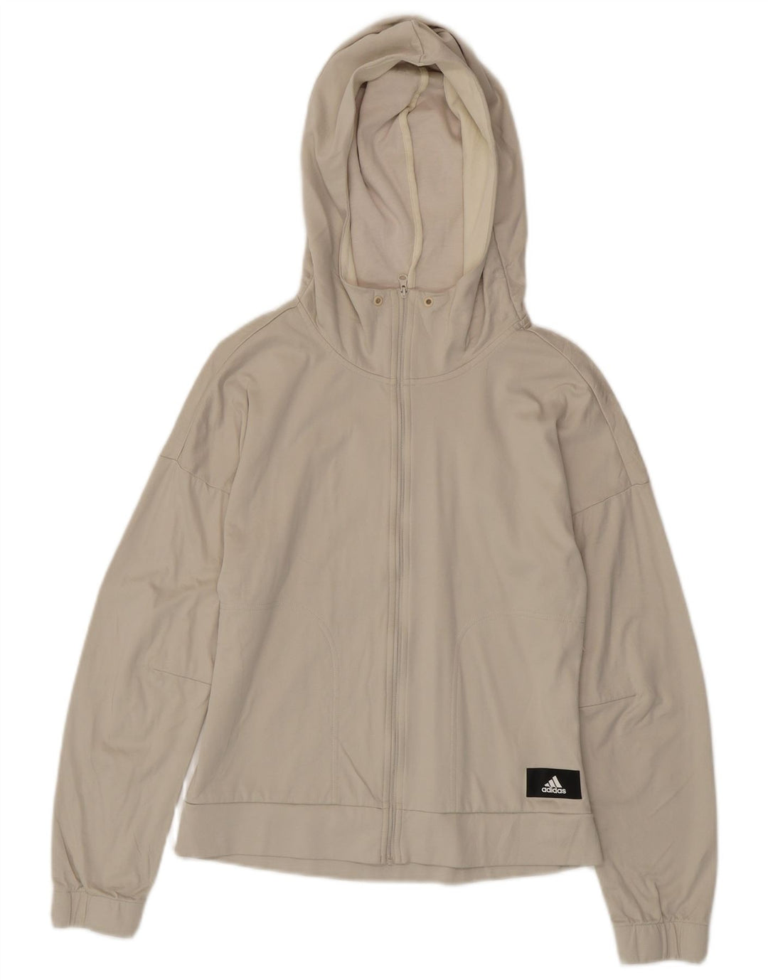 ADIDAS hættetrøje med lynlås til kvinder UK 8/10 Small Off White Polyester