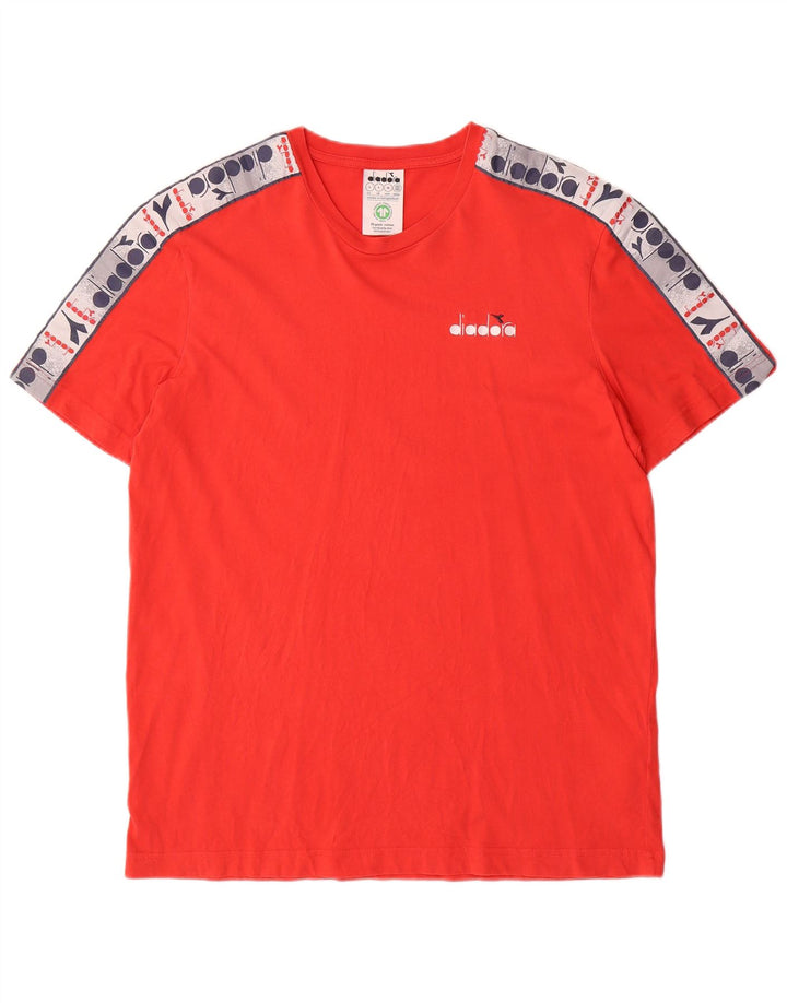 DIADORA Herre grafisk T-shirt Top Stor rød Colourblock Bomuld