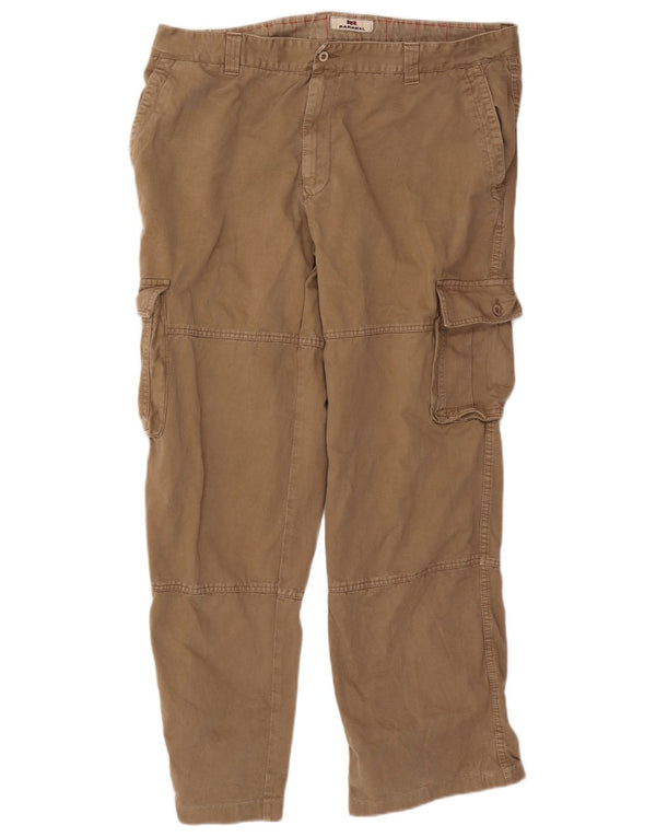 Vintage Herre Straight Cargo Bukser IT 56 3XL W40 L31 Beige Bomuld