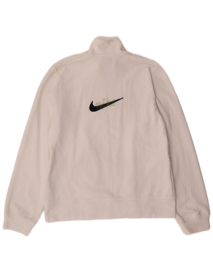 NIKE Womens Graphic Tracksuit Top Jacket UK 14/16 Large White Polyester