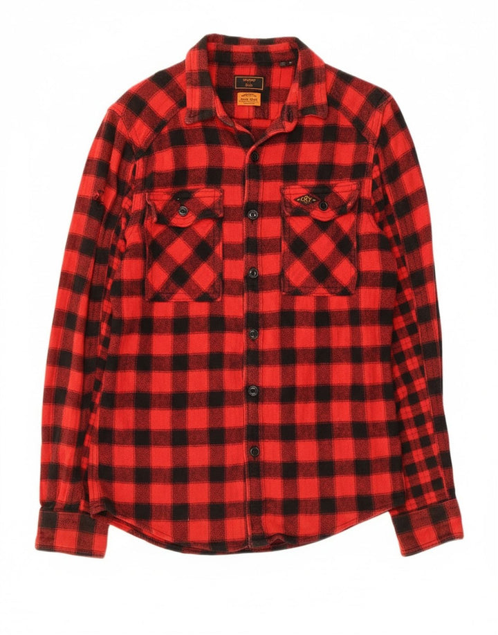 Superdry Herre Slim Fit Lumberjack Flanel Shirt Medium Red Gingham Cotton