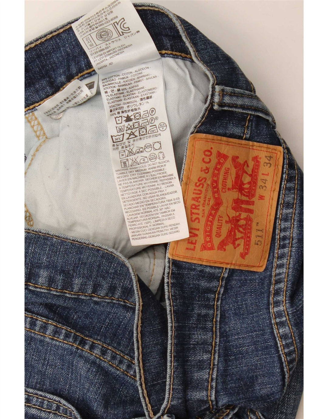 Levi's Herre 511 Slim Jeans W34 L26 Blå Bomuld