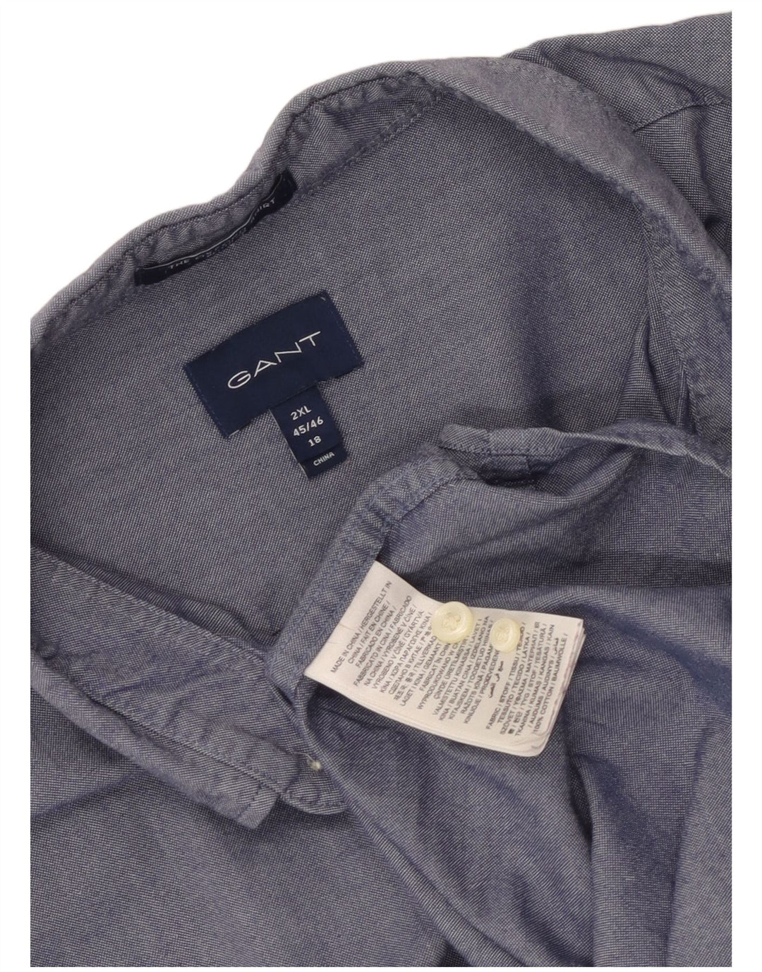 Gant Herre Regular Fit Skjorte Størrelse 45/46 18 2XL Blå Bomuld
