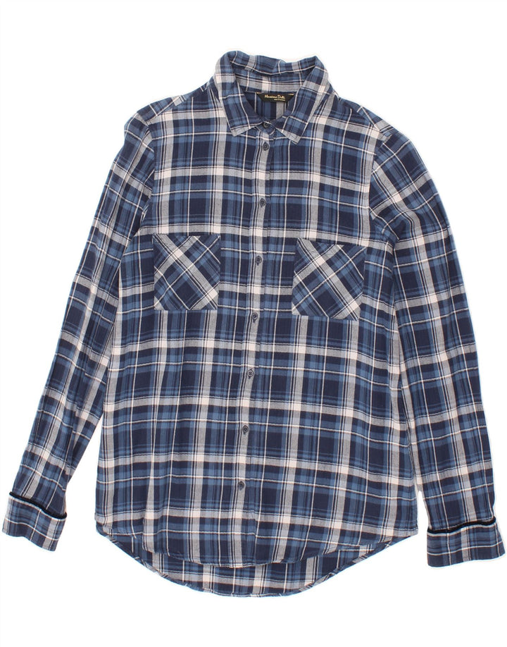 MASSIMO DUTTI Womens Flannel Shirt EU 38 Small Navy Blue Check Cotton Vintage Massimo Dutti and Second-Hand Massimo Dutti from Messina Hembry 