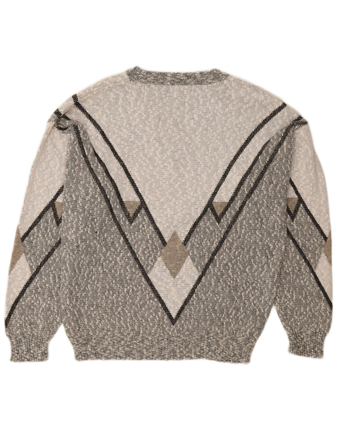 VINTAGE Mens V-Neck Jumper Sweater Large Grey Flecked
