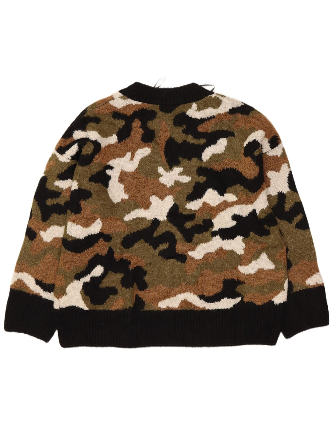 Zara Dame V-hals sweater UK 10 Small Multicolor Camouflage