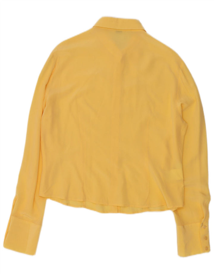 Caractere Dame Shirt Bluse UK 16 Large Yellow Silk