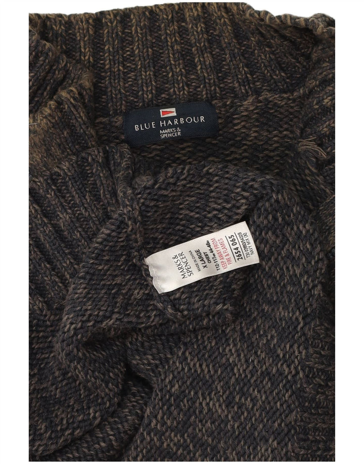 Marks & Spencer Herre Blue Harbor Zip Neck Jumper Sweater XL Navy Blue