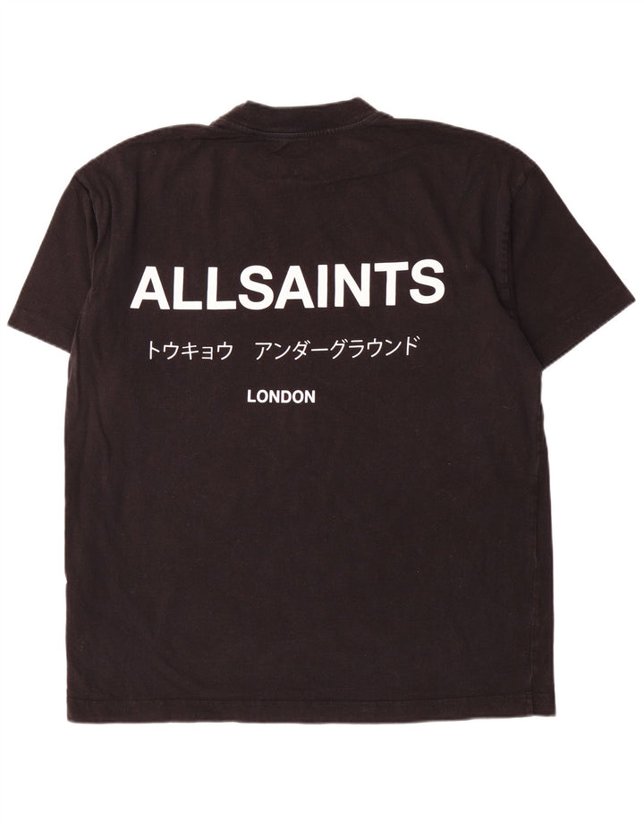 All Saints Herre Oversized grafisk T-shirt Top Lille sort bomuld