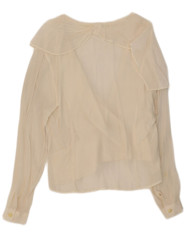 Vintage Dame Se Through Cardigan Top UK 14 Large Off White