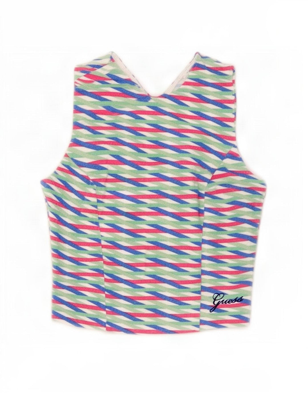 Guess Womens Crop Top UK 2 2XS Flerfarvet geometrisk bomuld