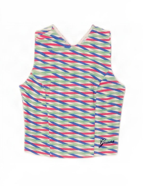 Guess Womens Crop Top UK 2 2XS Flerfarvet geometrisk bomuld