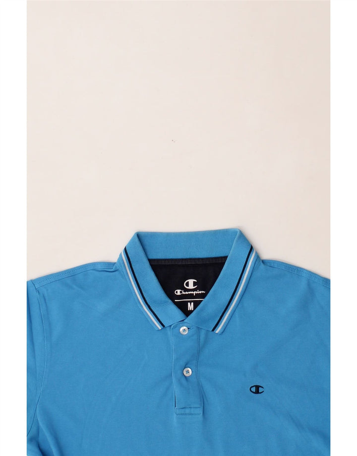 CHAMPION Mens Polo Shirt Medium Blue Cotton Vintage Champion and Second-Hand Champion from Messina Hembry 