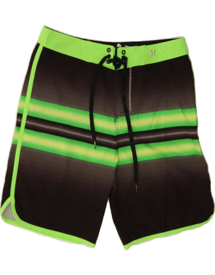 HURLEY Mens Swimming Shorts Small  Black Striped Polyester Vintage Hurley and Second-Hand Hurley from Messina Hembry 