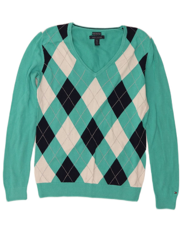 Tommy Hilfiger Dame V-hals sweater UK 6 XS Turkis