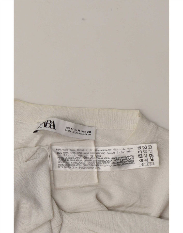 Zara T-Shirt Top UK 12 Medium White Viscose