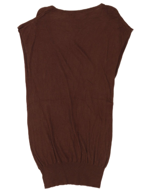 Zara Dame Longline Vest Tank Top Medium Brun Rayon