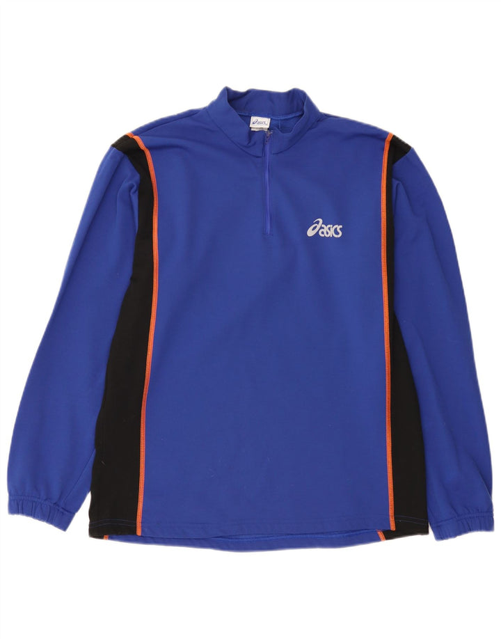 Asics Sweatshirt med lynlås til mænd Medium Blue Colourblock Polyester