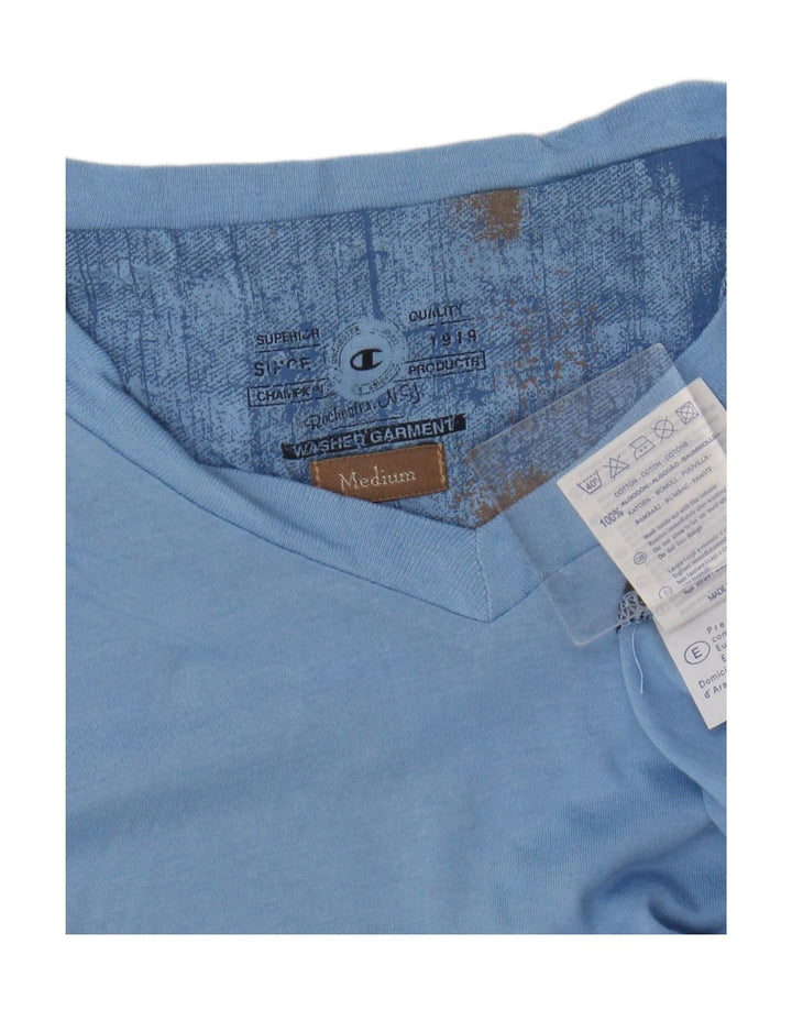 Champion Herre T-shirt Top Medium Blue Colourblock Bomuld