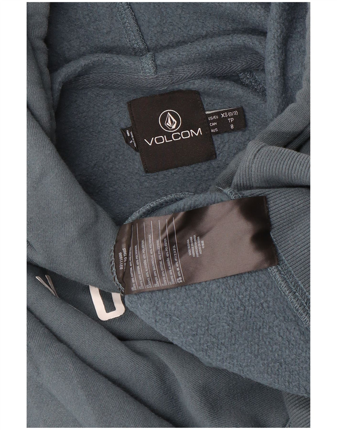 VOLCOM Grafisk hættetrøje til drenge 7-8 år XS Grå bomuld