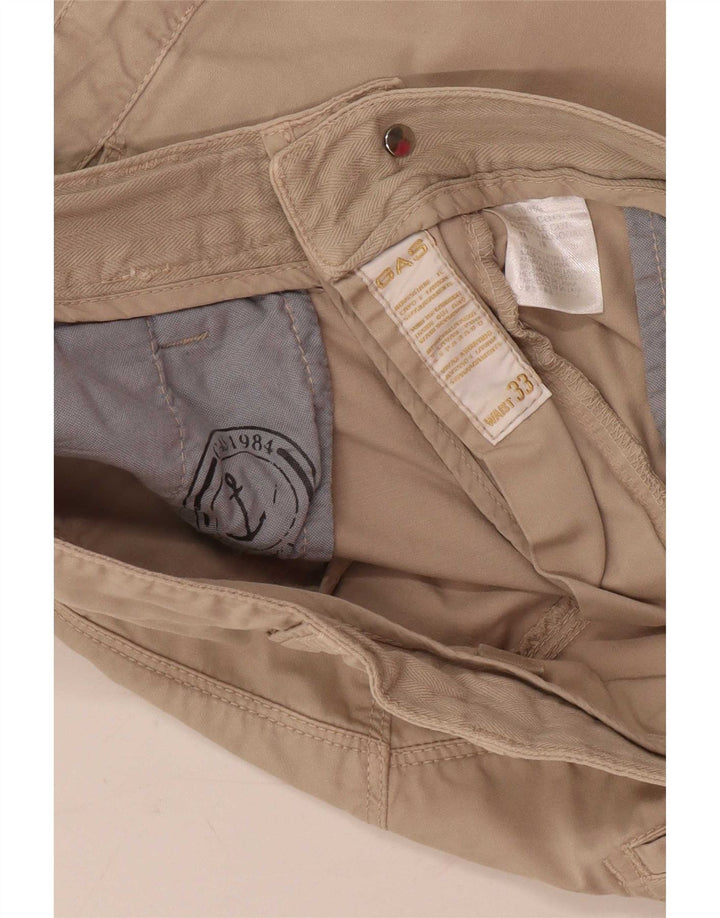 Gas Herre Chino Shorts W33 Stor Beige Bomuld