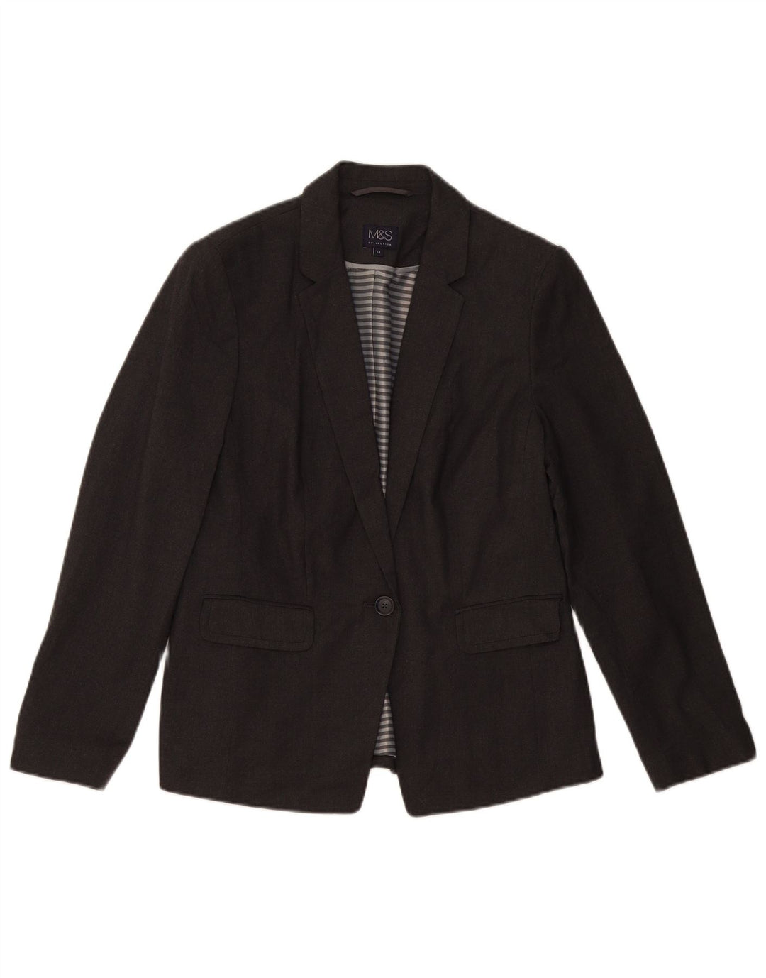Marks & Spencer Dame 1 Knap Blazer Jakke UK 14 Stor Grå Flecked