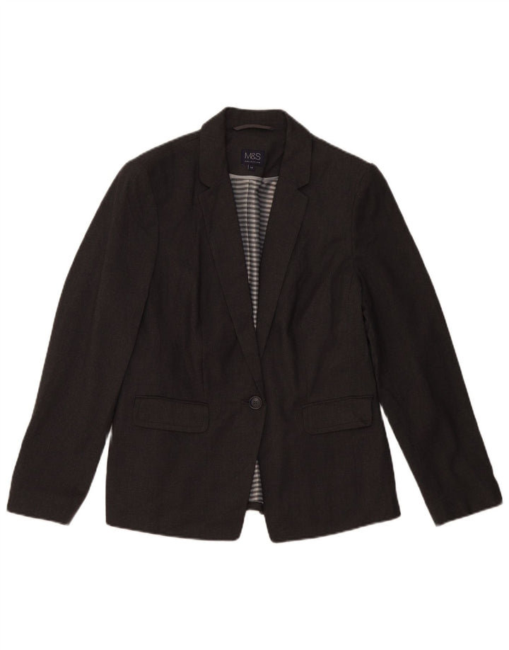 Marks & Spencer Dame 1 Knap Blazer Jakke UK 14 Stor Grå Flecked