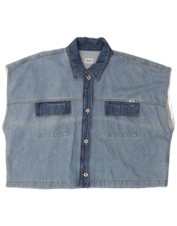 Mustang Dame Crop Denim Gilet UK 22 3XL Blå Bomuld