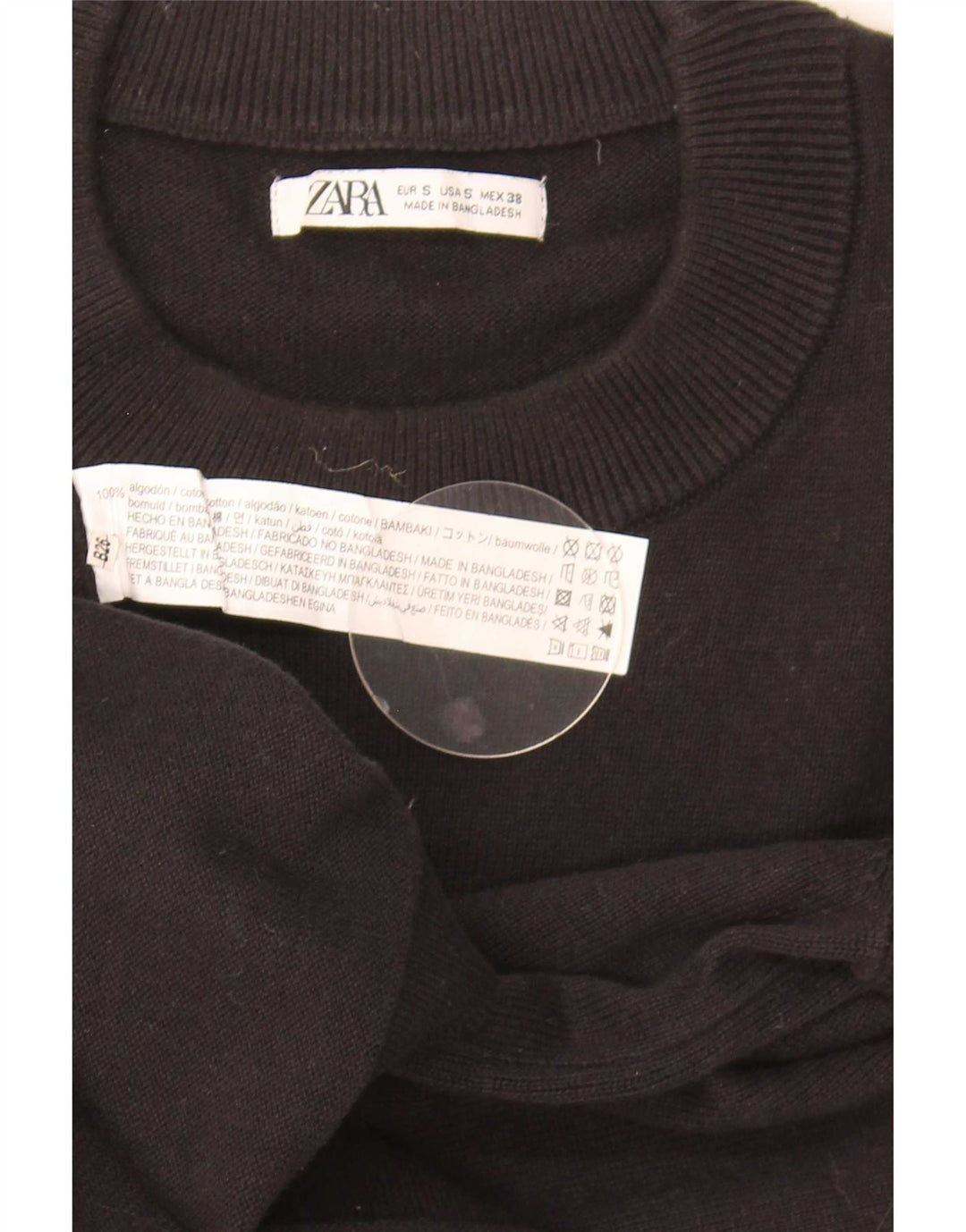 Zara Herre sweater med rund hals, lille sort bomuld