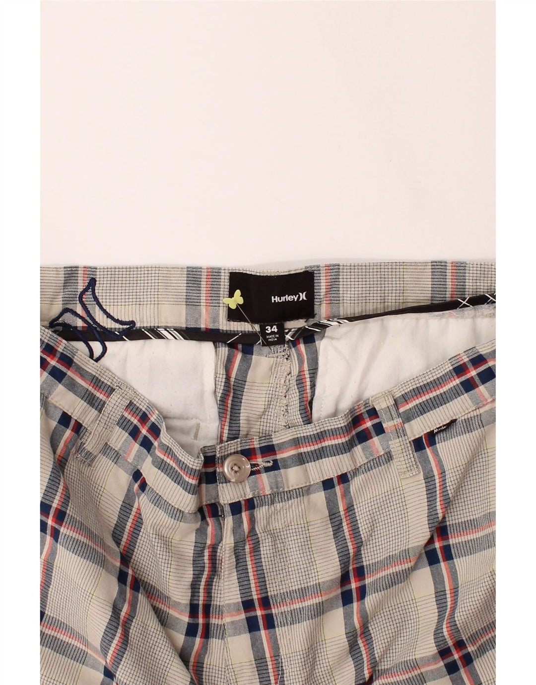 HURLEY Mens Chino Shorts W34 Large  Grey Check Cotton Vintage Hurley and Second-Hand Hurley from Messina Hembry 