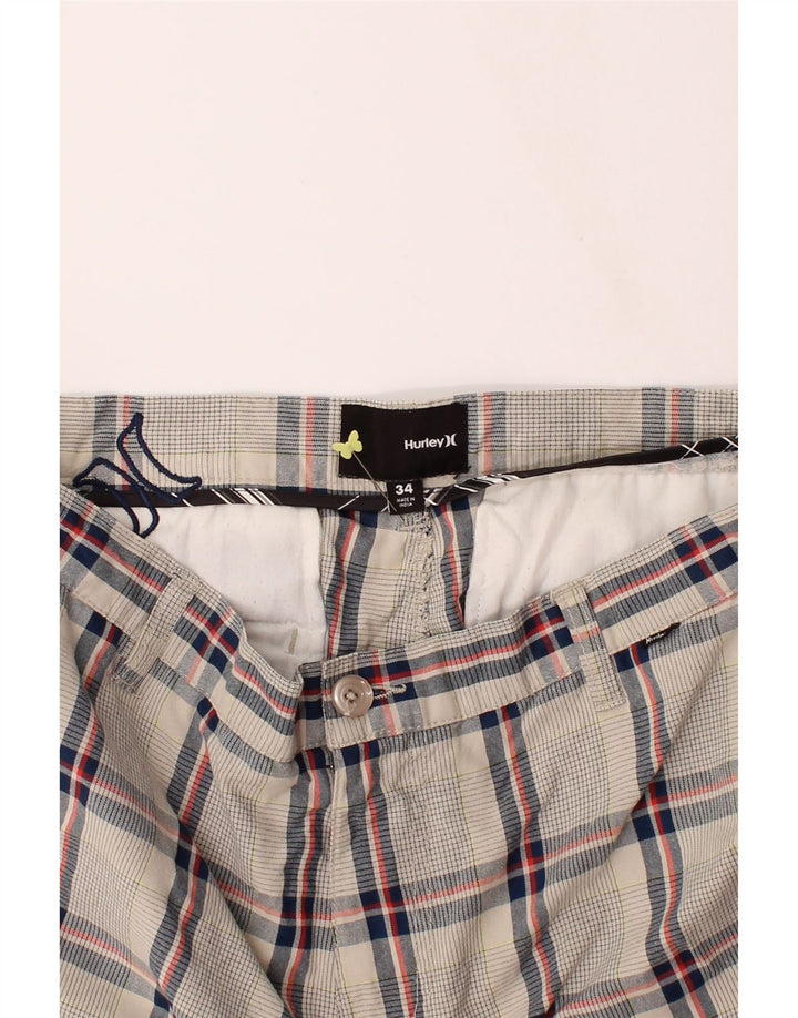 HURLEY Mens Chino Shorts W34 Large  Grey Check Cotton Vintage Hurley and Second-Hand Hurley from Messina Hembry 