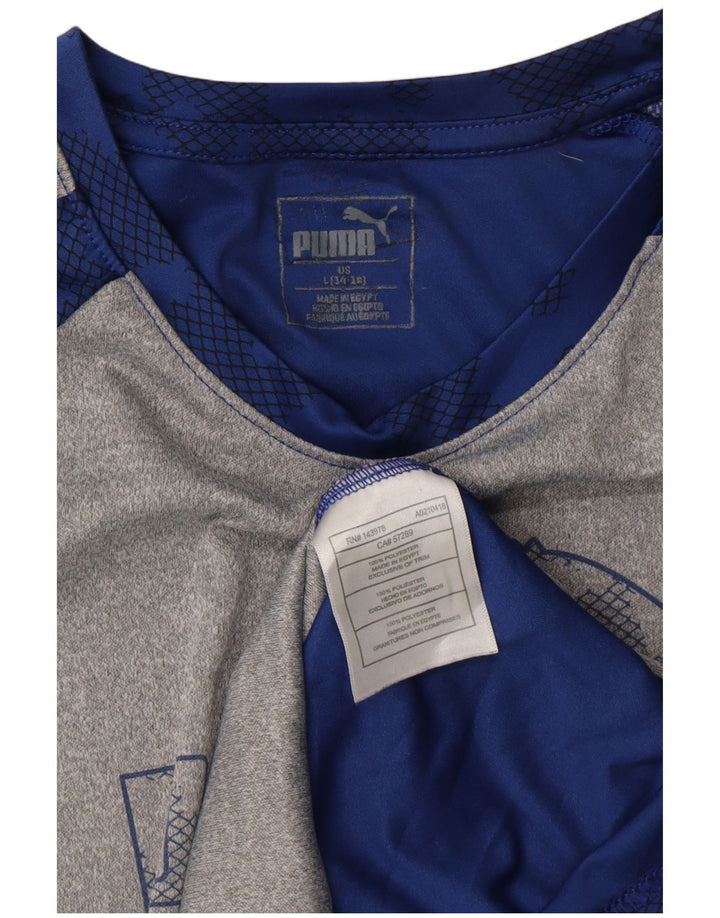 PUMA drenge grafisk t-shirt top 14-15 år stor grå farveblok polyester