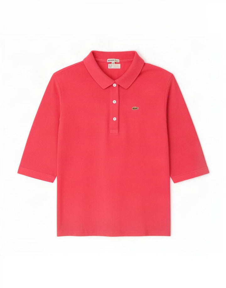 Lacoste Dame Polo Shirt Størrelse 44 Medium Pink Bomuld