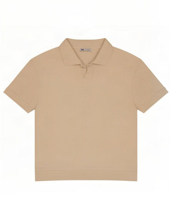 Zara Herre Polo Shirt Large Off White Bomuld
