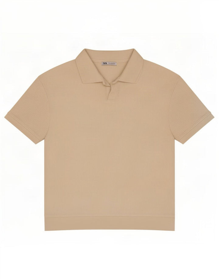 Zara Herre Polo Shirt Large Off White Bomuld