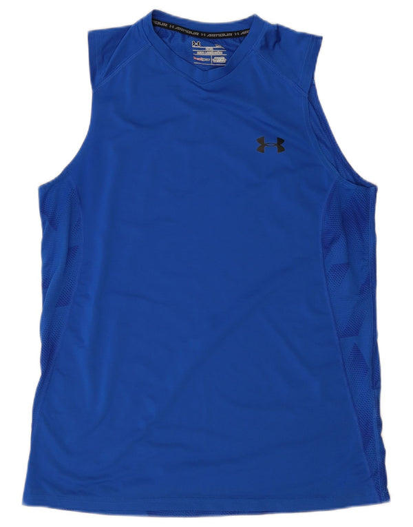 Under Armour Herre Heat Gear Vest Top Medium Blue Geometric Polyester