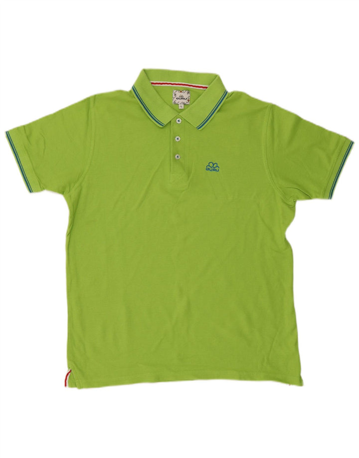 GURU Boys Polo Shirt 15-16 Years Large Green Cotton