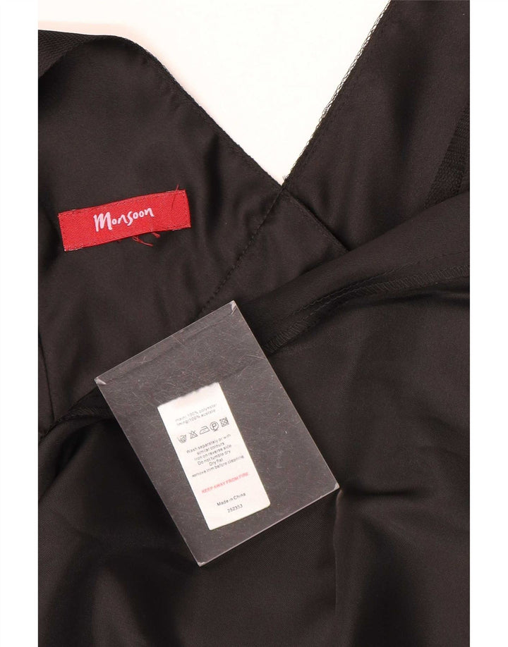 Monsoon Dame ærmeløs Maxikjole UK 12 Medium Sort Polyester