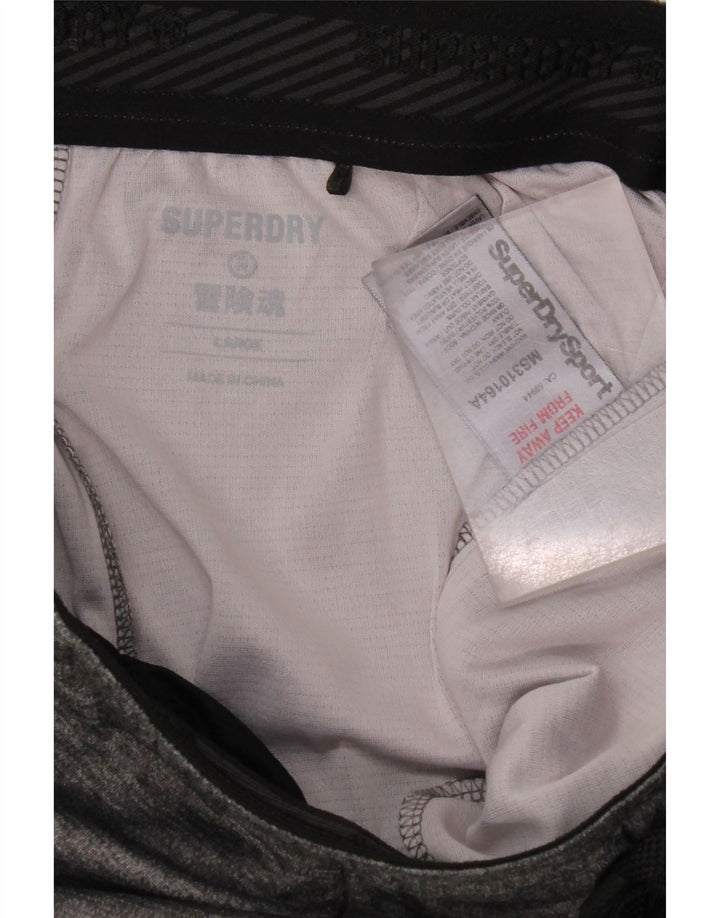 SUPERDRY Sportshorts til mænd, store grå flækkede polyester