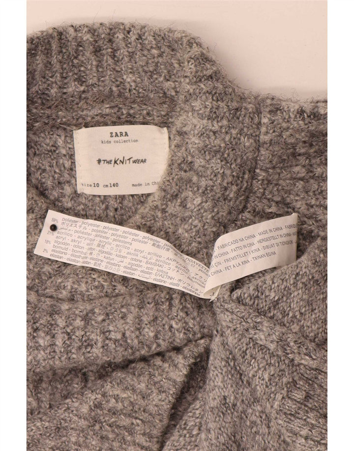Zara Girls Turtle Neck Jumper Sweater 9-10 År Grå Polyester