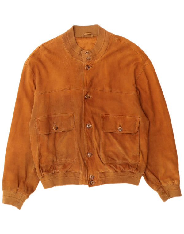 VINTAGE Bomberjakke i ruskind til mænd UK 42 XL brunt læder