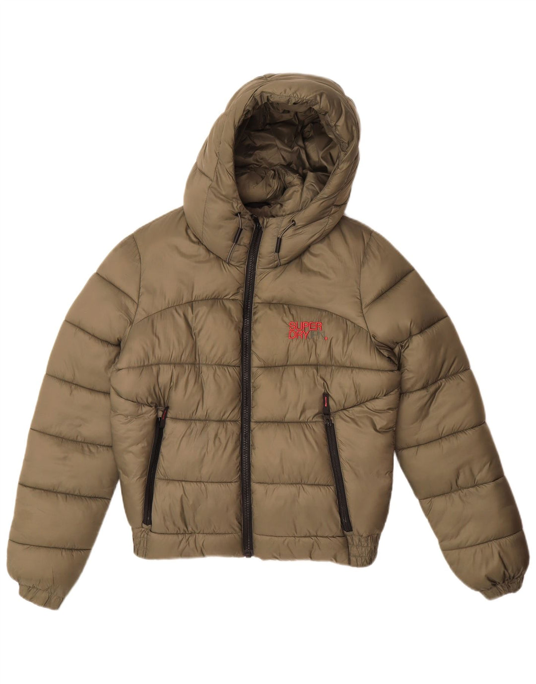 SUPERDRY Polstret hættejakke til kvinder UK 12 Medium Khaki Nylon