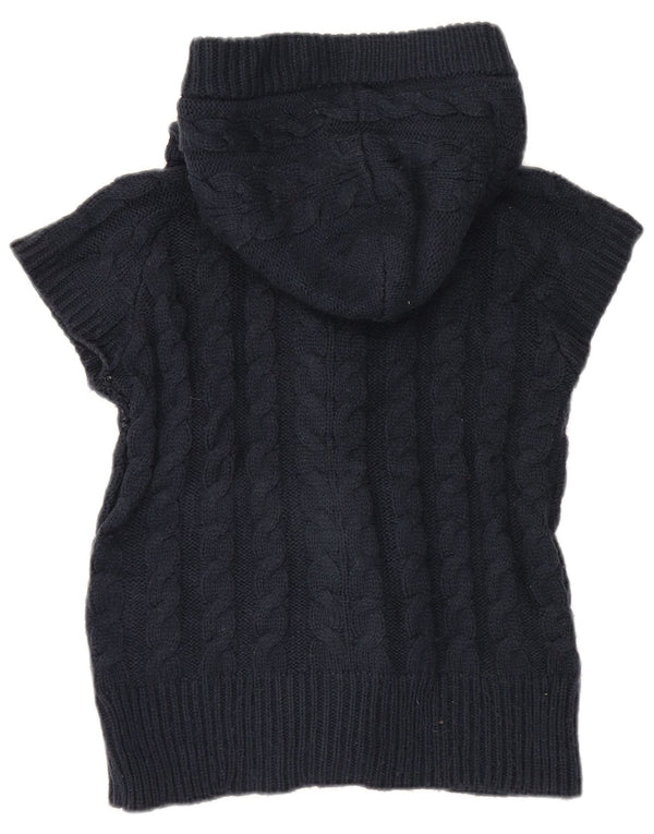 Zara Dame Kortærmet Cardigan Sweater UK 14 Medium Navy Blue