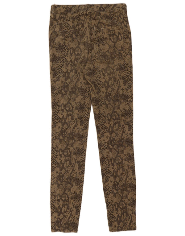Zara Dame Skinny Jeans EU 36 XS W26 L28 Khaki Animal Print