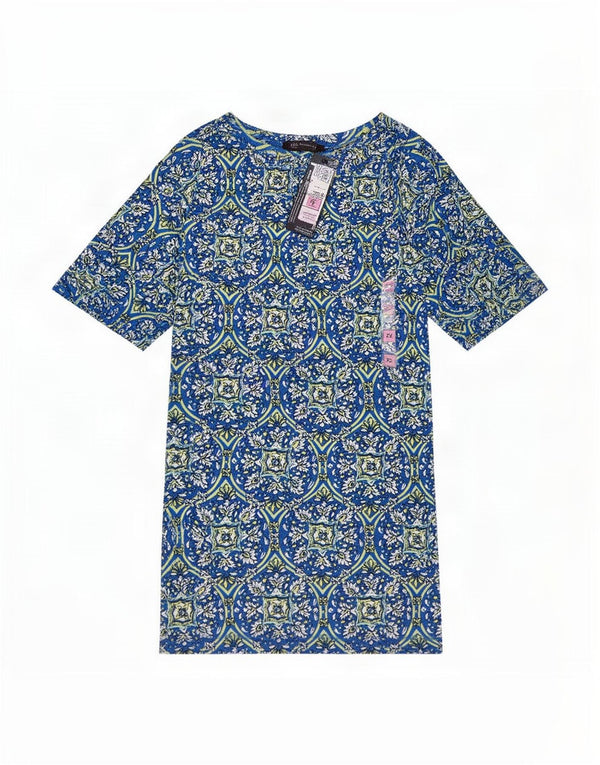 Marks & Spencer T-shirt top til kvinder UK 22 3XL Blå blomster bomuld