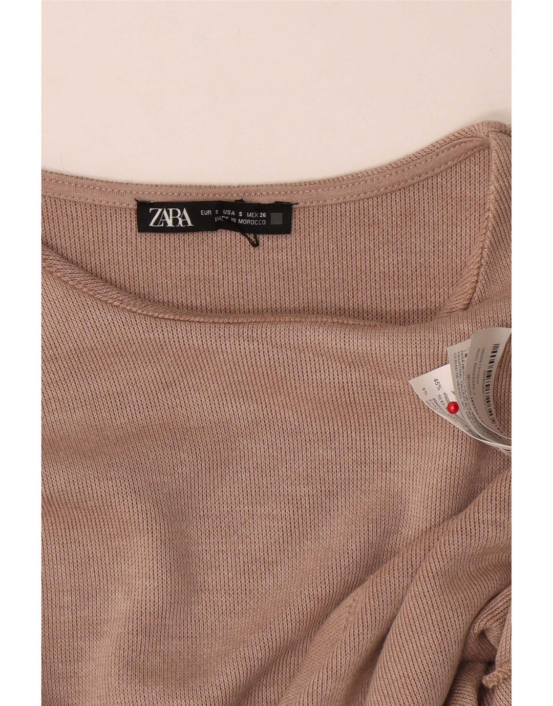 Zara Womens Front Tie Bluse Top UK 10 Small Beige Polyester