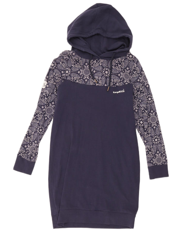 Kænguruer Dame Langærmet Hættetrøje Kjole UK 16 Large Navy Blue Paisley