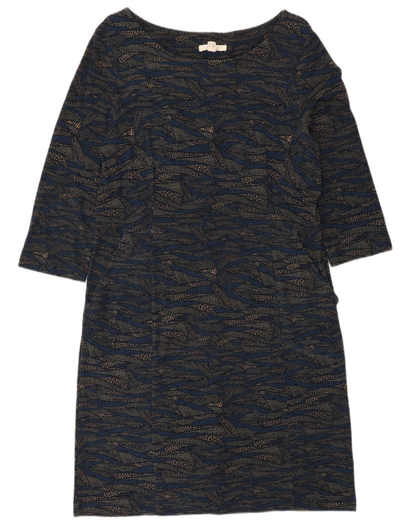 White Stuff Kvinders abstrakt mønster 3/4 ærme Basic Dress UK 14 Large Blue