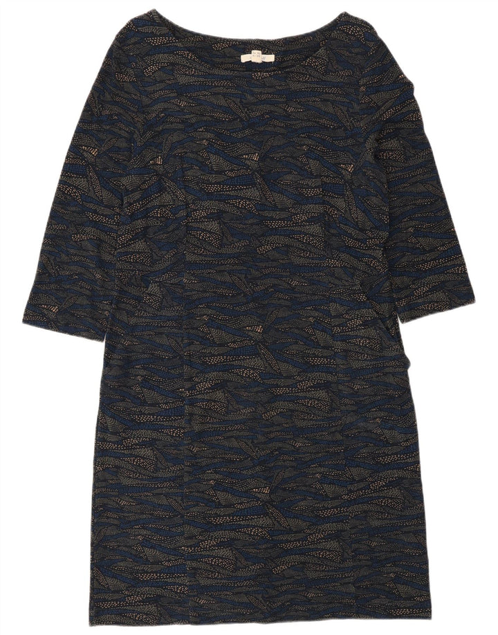 White Stuff Kvinders abstrakt mønster 3/4 ærme Basic Dress UK 14 Large Blue